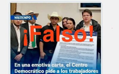 Circula falso trino en redes con imagen similar a EL TIEMPO sobre derechos laborales y Centro Democrático